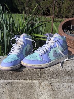 AIR JORDAN 1 Mid Purple Aqua Nike Women’s 8 Mens 6.5
